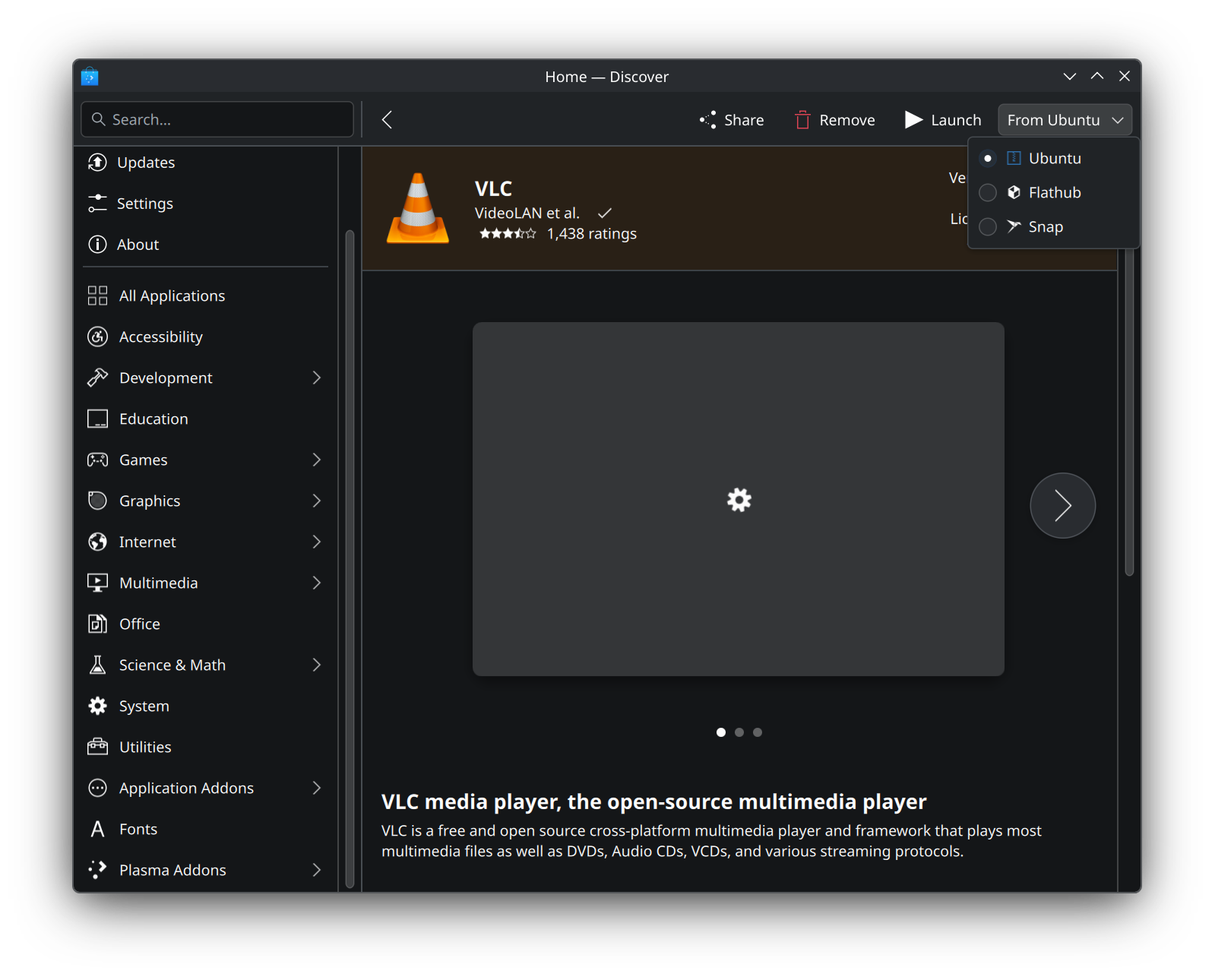 KDE Discover Package Sources Screenshot